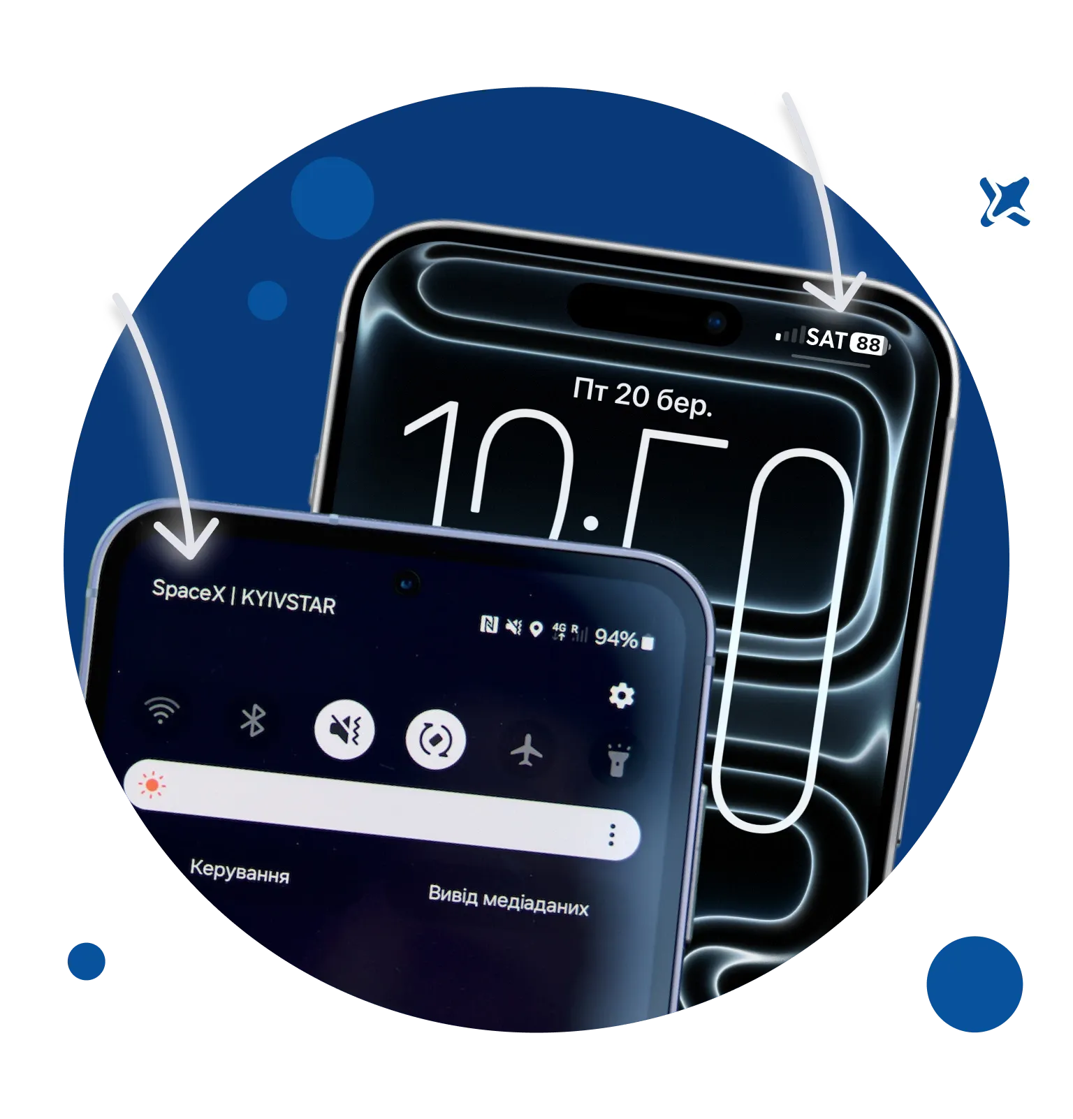 Зв’язок Starlink Direct to Cell Київстар на андроїд та ios